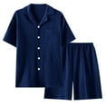 thumbnail image 2 of Asgosdo Men Pajamas Set Short Sleeve Sleepwear 2 Piece Pj Sets for Men Soft Nightwear with Pockets, Dark Blue, 2 of 5