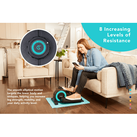Cubii - JR2+ Seated Elliptical with Bluetooth Connectivity, Low Impact Exercise for Home or the Office - Aqua