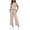 (Fashion 66)Khaki, variant on Aimik Outfits Sweatsuits Women Striped Detail Tee and Drawstring Capri Pants Set with Pockets Summer Casual Womens Striped Set