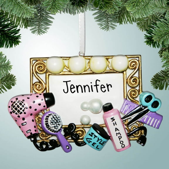 Personalized Hair Mirror with Lights Christmas Ornament - Spa - Day of Beauty - Salon - Girls Day Out