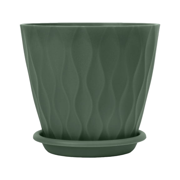 Thickened Flower Pot PP Material Water Ripple Pattern with Saucers for Indoor Outdoor Garden Patio Balcony Planting