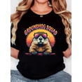 thumbnail image 1 of T-Shirt Graphique pour Femmes "Freedhog Squad", 100 %, Col Rond Décontracté, Coupe Régulière, Manches Courtes, Tissu Tricoté, Motif Animal, Style Minimaliste Vintage pour Toutes les Saisons, T-Shirts pour Dames et Pères, 1 of 7
