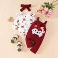 thumbnail image 2 of masbird Newborn Baby Girl Clothes Cute Ribbed Romper Floral Pants Headband Infant 3pcs Set Fall Winter Outfits For Girls,Wine,3-6 M, 2 of 9