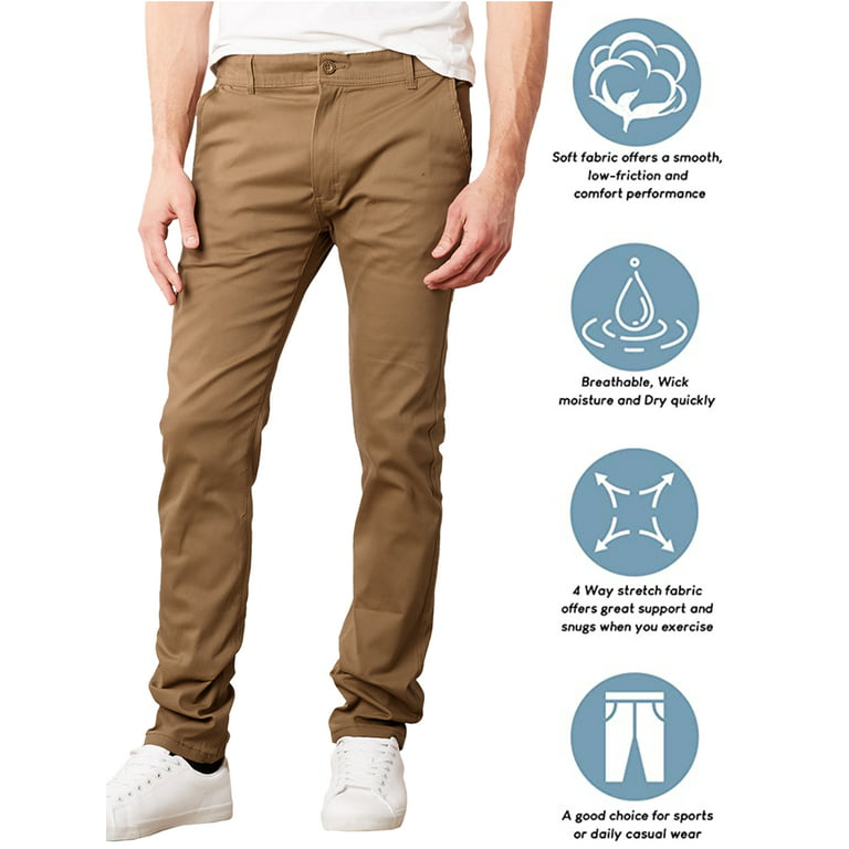 3-Pack Men's Super Stretch Slim Fit Everyday Chino Pants (Sizes, 30-42)
