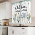 thumbnail image 3 of Farmhouse Blue Flower Kitchen Curtains 27.5Wx36H Inch Rod Pocket Rustic Floral Country Wooden Kitchenware Art Printed Funny Quotes Living Room Bedroom Window Drapes Treatment Fabric 2 Panels, 3 of 5