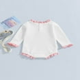 thumbnail image 4 of OUSITAID Newborn Baby Girl Romper Long Sleeve Ruffle Collar Jumpsuit Waffle Bodysuit Fall Clothes, 4 of 7