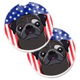 thumbnail image 1 of American Flag & Black Pug Set of 2 Cup Holder Car Coaster, 1 of 1