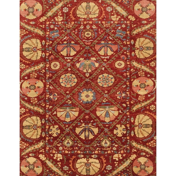 Ahgly Company Machine Washable Indoor Rectangle Abstract Red Area Rugs, 6' x 9'