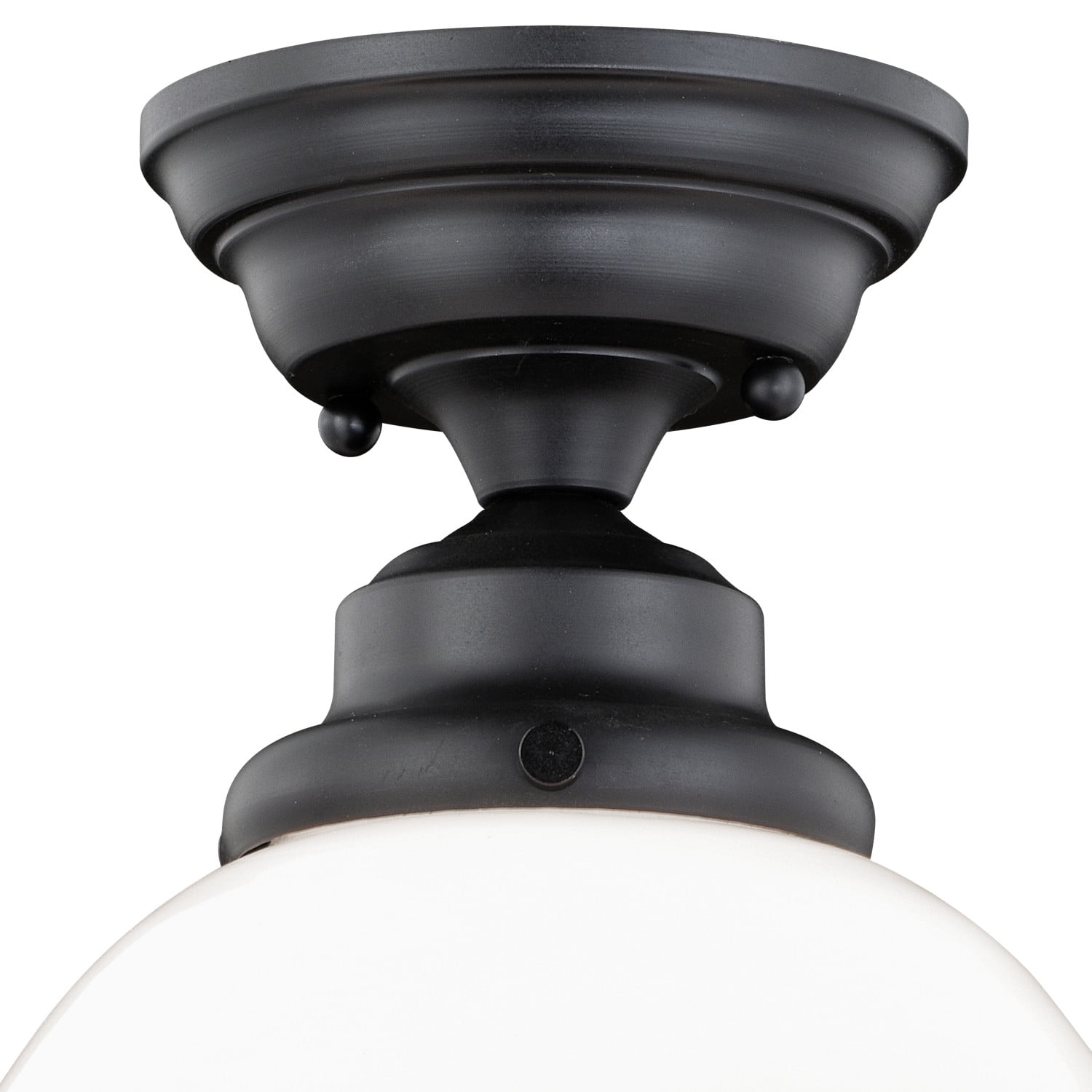 Huntley 12-in W Bronze Farmhouse Schoolhouse Semi Flush Mount Ceiling Light White Glass