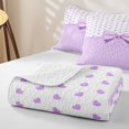 thumbnail image 4 of Erosebridal Kawaii Ribbon Heart Quilt Full, Purple Princess Polkadots Full Bedspread Sets for Girls Teens, 3-Piece, 4 of 7