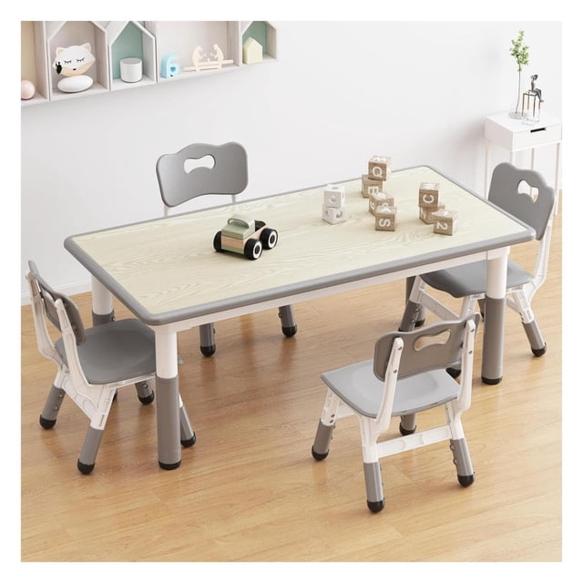 Set infantil ajustable - Mesa y 4 sillas para niños 2-10 años, multifuncional