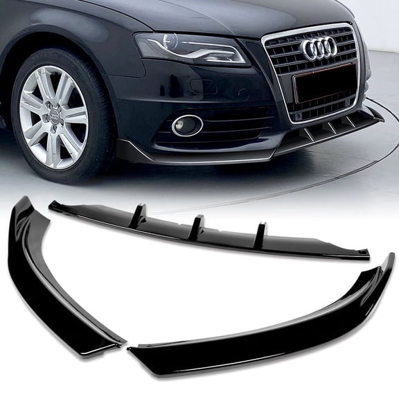 Stay Tuned Performance Front Bumper Spoiler Lip For 2009-2012 Audi A4 B8 Sedan STP-Style Painted Black