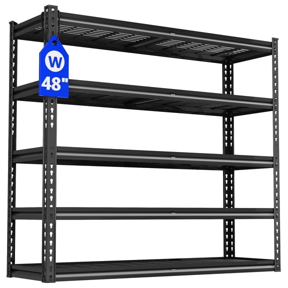 VDEVY 48" W Garage Shelving Unit Heavy Duty Storage Shelves 5-Tier Metal Shelves for Pantry Industrial Shelf