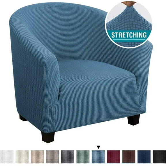 AIGIA Stretch Club Armchair Slipcover 1 Piece Barrel Tub Sofa Cover Furniture Protector Jacquard Couch Cover