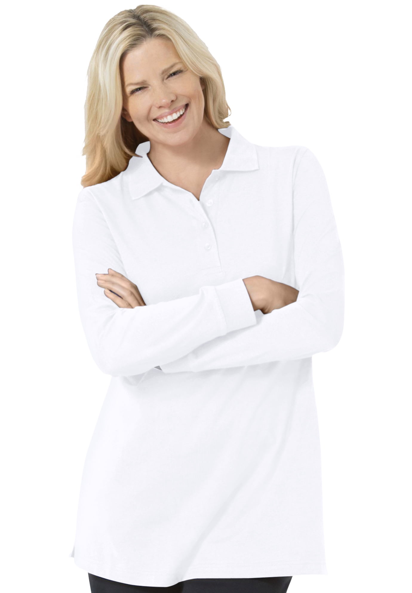 women's plus size white polo shirt