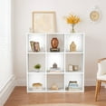 thumbnail image 2 of Beddle 9-Cube Storage Organizer, Open Bookshelf with Removable Back Panels, White Wood Bookcase for Living Room, Bedroom and Home Office, 2 of 8