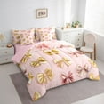 thumbnail image 3 of Homewish Pink Yellow Bowknot Bedding Comforter Set 7pcs for Child, Kawaii Princess Ribbon King Bedding Sets, Dreamy Bow-tie Reversible Bed Sheets, Ultra Soft Bedroom Decor, 3 of 7