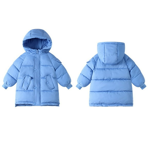 Eltusu Boys Puffer Jackets, Hooded Winter Waterproof Zip up Thermal Outerwear Blue Size 3-11 T