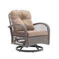 thumbnail image 4 of Patio Furniture Swivel Chairs Set, 3 Pieces Outdoor Swivel Gliders Rocker Furniture Set with Side Table, 360° Rocking Patio Conversation Set for Porch Poolside Backyard, Khaki Cushion, 4 of 10