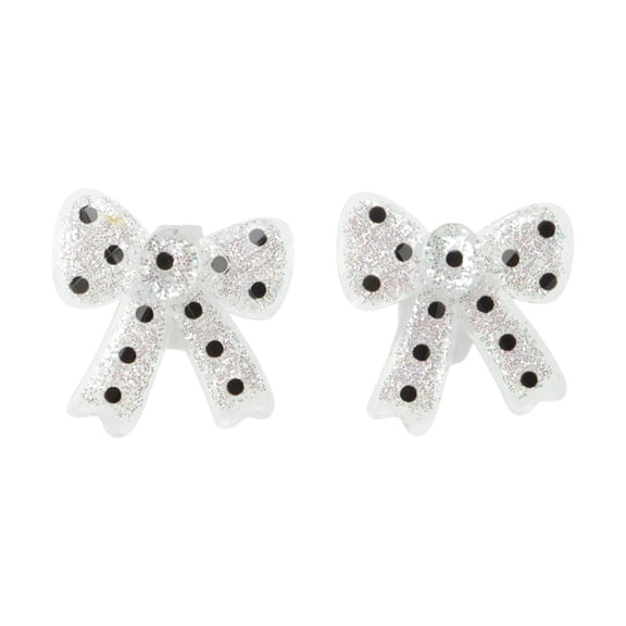 Unique Bargains 1 Pair Shoelace Charms Sparkly Base Transparent Bow Decorative Shoe Clips White