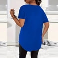 thumbnail image 3 of Women's Plus Size Tops V-Neck Button down T-Shirts, Casual Solid Summer Loose Basic Tee ,Blue,XL, 3 of 5
