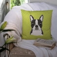 thumbnail image 3 of Checkerboard Lime Green Boston Terrier Fabric Decorative Pillow, 3 of 4