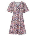 thumbnail image 2 of yoeyez Robe Grande Taille pour Femmes à Fleurs Portefeuille à Col en V à Volants Mini Robes Décontractées Taille Empire Robe d'Été avec Poche, 2 of 7