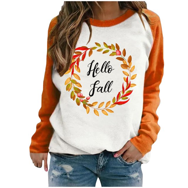 HKEJIAOI Chandails en Molleton pour Femmes Col Rond Motif Imprimé Poids Moyen Manches Longues