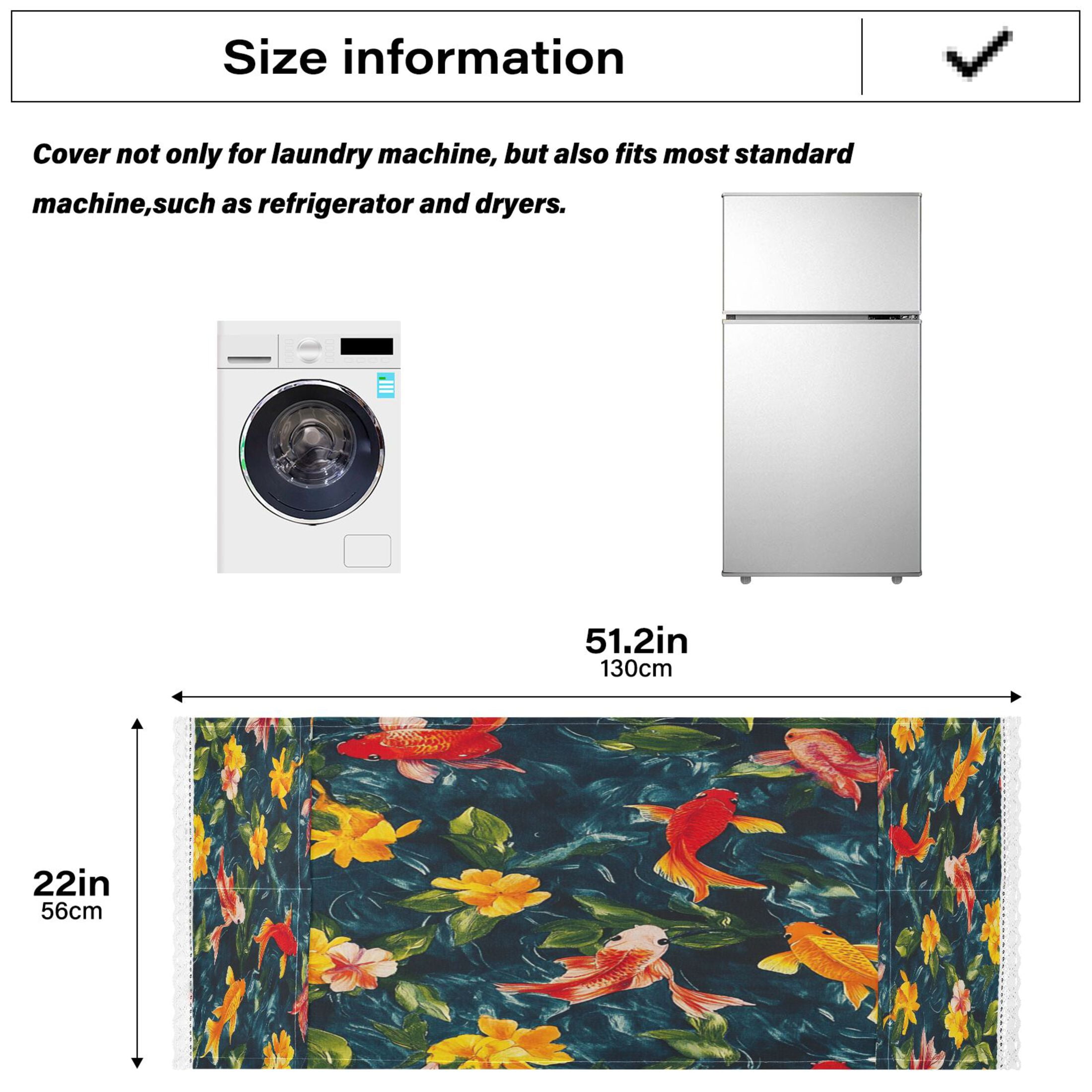 Colorful GoldfishWasher and Dryer Covers Dust-Proof and Oil Resistant Fridge Cover with 4 Storage Pockets Washing Machine Top Cover for Laundry Kitchen Home 51.2 x 22 In