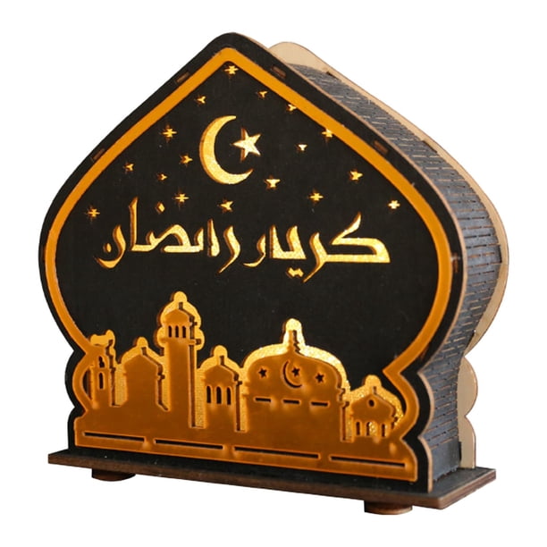 Decoración de mesa de Ramadán, artesanías de Eid, luz nocturna para festividades islámicas en interiores Estilo B