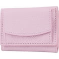 thumbnail image 1 of Carteras de cuero sintético rosa para mujer, billetera triple, mini billetera rectangular con bolsillo y botón a presión, billetera compacta con ranura para efectivo y tarjeteros., 1 of 9