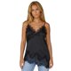 thumbnail image 1 of Camiseta de tirantes larga de satén para mujer, ideal para el verano, con tirantes finos, bajo festoneado y ribete de encaje., 1 of 9