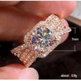 thumbnail image 5 of 925 Sterling Silver Shiny Full Diamond Gemstone Ring Cubic Zirconia Rings CZ Diamond Multi Row Ring Eternity Engagement Wedding Band Ring for Women (US Code 6), 5 of 5