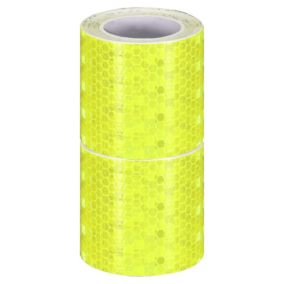 Uxcell 2 Rolls Reflective Tape 2"x10ft Adhesive Night Safety Warning Tapes Outdoor Bicycle Adhesive Reflector Stickers for Vehicles Trailers Trucks Bike Cars Signs, Yellowish