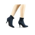thumbnail image 7 of BLISSFUL STEP Women's Ankle Boots Faux Suede Pointed Toe Stiletto Heel Ruffle Back Zip Boots Navy Blue 8, 7 of 7