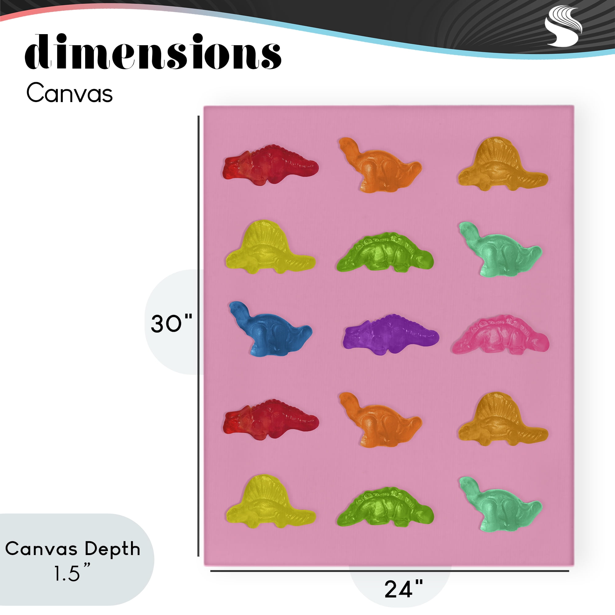 Stupell Industries Dinosaur Candies on Pink Canvas Wall Art, design by LISH Creative