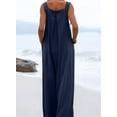 thumbnail image 4 of Women's Casual Loose Overalls Jumpsuits Adjustable Straps Wide Leg Long Pant Rompers With Pockets, 4 of 6