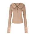 thumbnail image 4 of Pntutb, cárdigan de manga larga de nuevo estilo de invierno para mujer, cuello de lana de Color sólido, abrigo de suéter de un solo pecho tejido Sexy Pntutb Pntutb-3928, 4 of 6