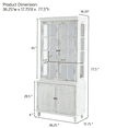 thumbnail image 2 of 77.5'' Tall Vintage Display Cabinet with Double Glass Doors - Traditional Style Hutch for Hallways, Living Rooms & Kitchens - White Washed Finish, 2 of 9