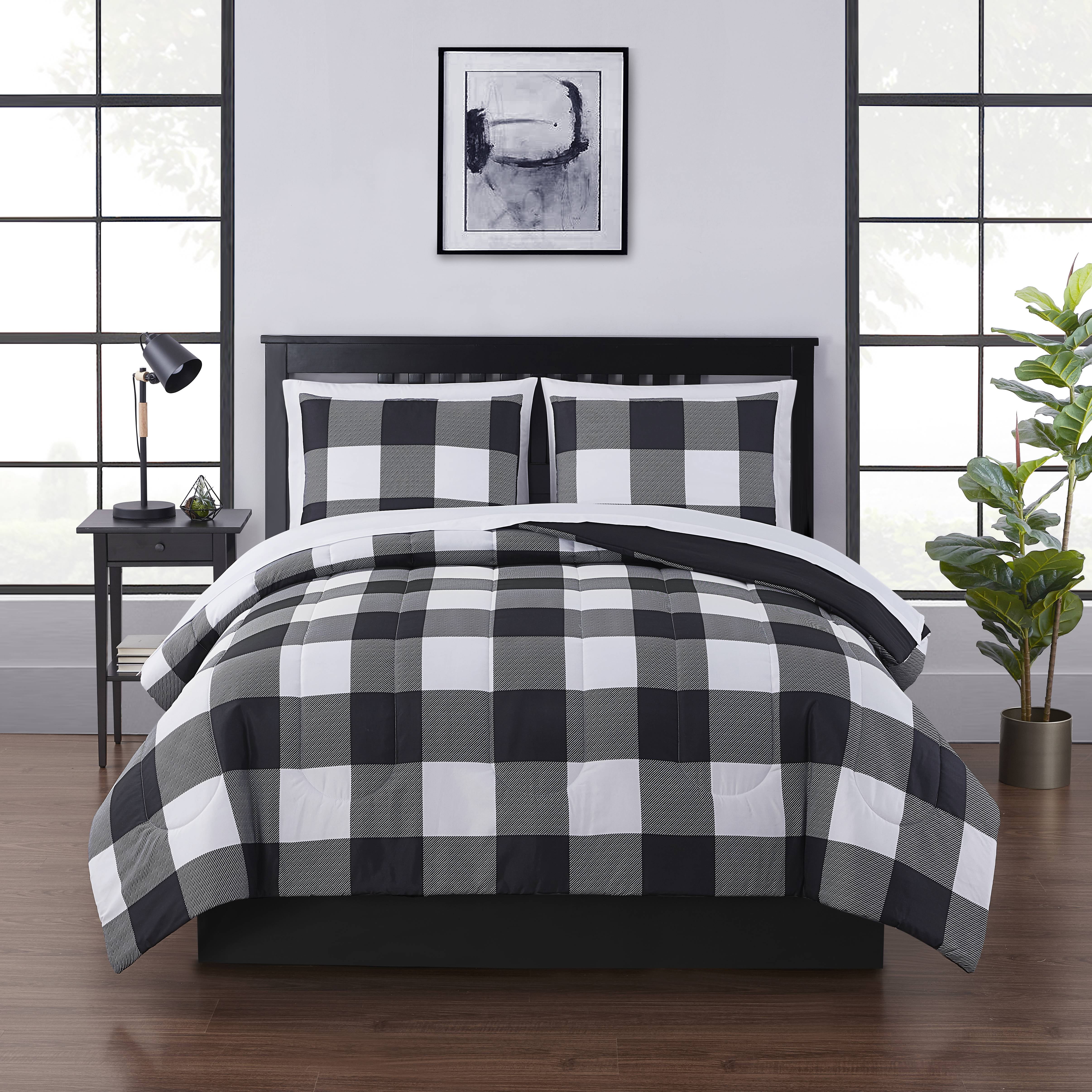 Mainstays Black White Buffalo Check, Black And White Twin Bed Comforter Sets
