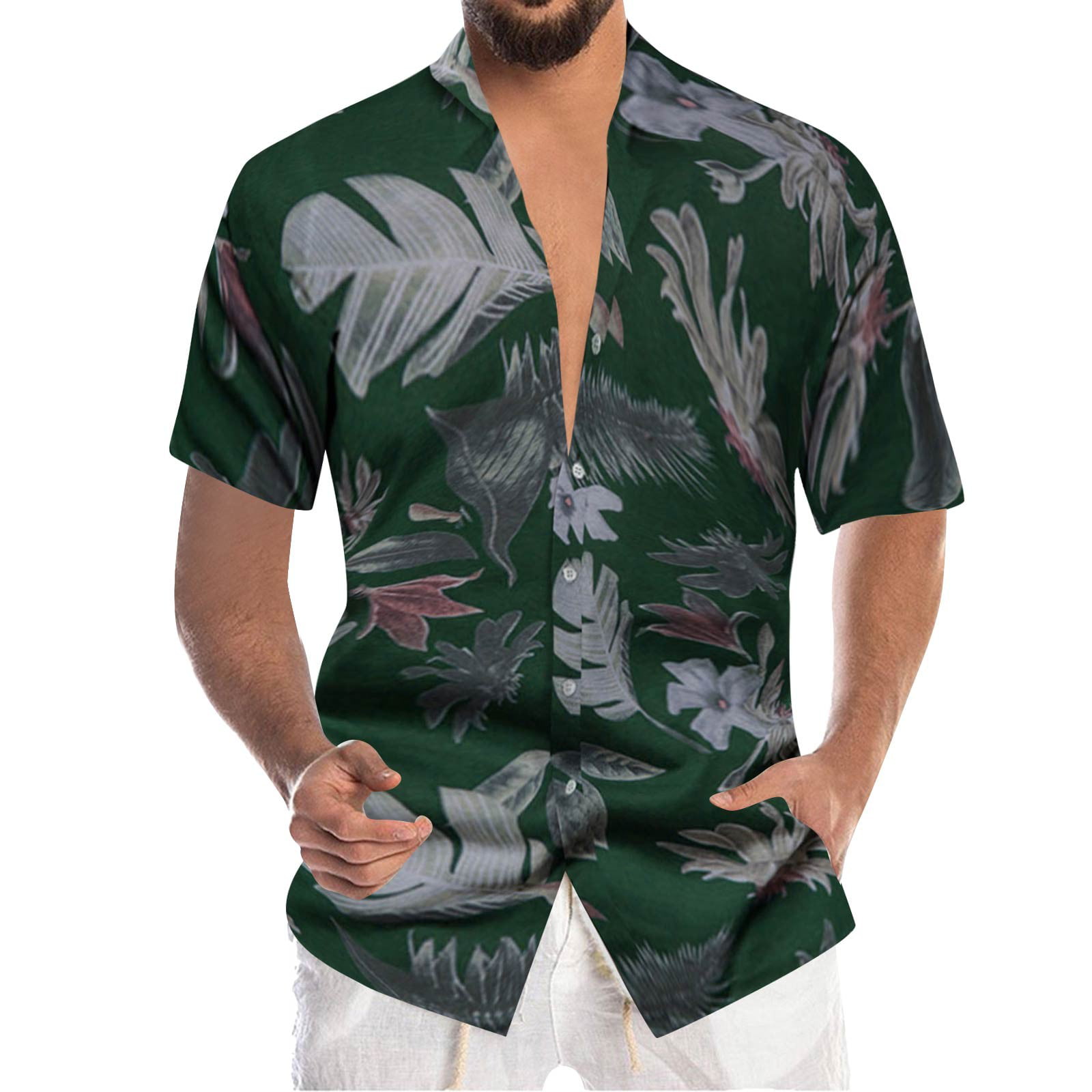 Dress Shirts For Men Big And Tall Leisure Seaside Beach Hawaiian Short ...