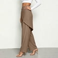 thumbnail image 4 of TEAJOPSUU Women's Wide Leg Pants High Waisted Tie Waist Wrap Pants with Pockets Casual Solid Color Daily Pants Khaki, 4 of 7