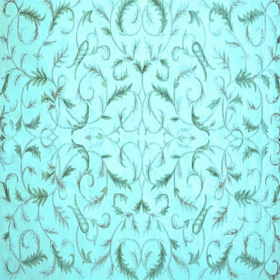 Ahgly Company Indoor Square Persian Light Blue Traditional Area Rugs, 7' Square