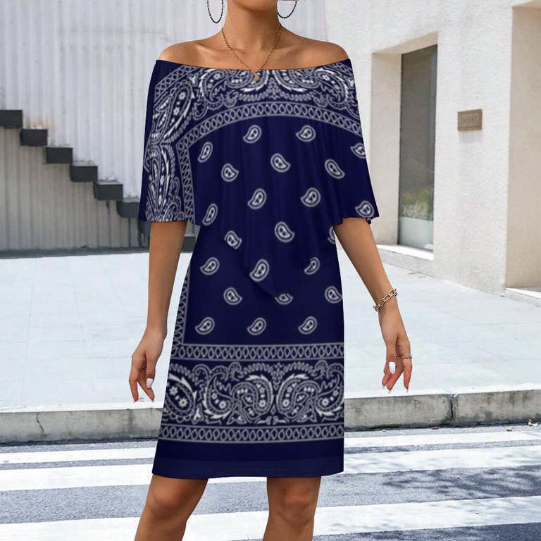 blue bandana dress Audrey Dress #4 Elephant Bandana Cobalt Blue Dress 10 / Cobalt Blue