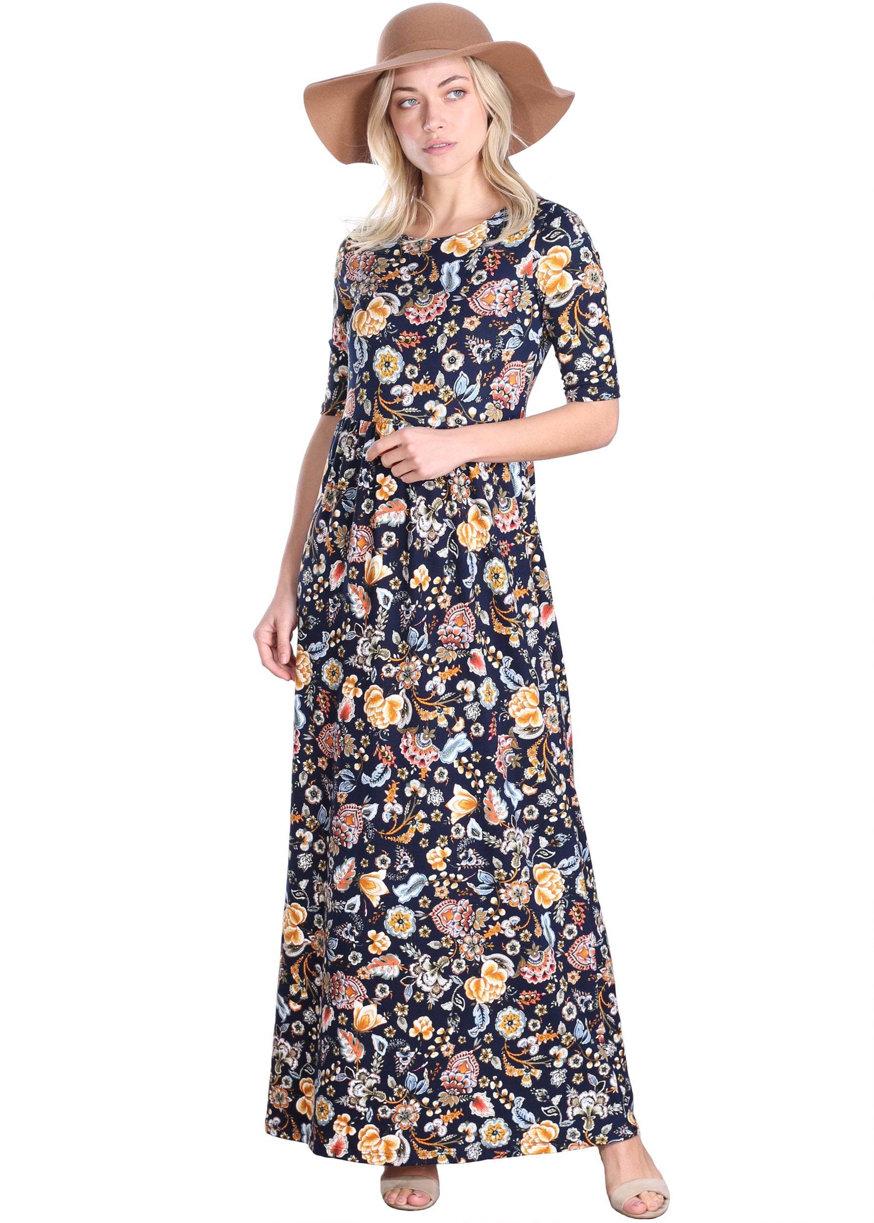 CUT & PASTE - Women's 3/4 Sleeve Printed Maxi Dress, DT18 - Made in USA ...