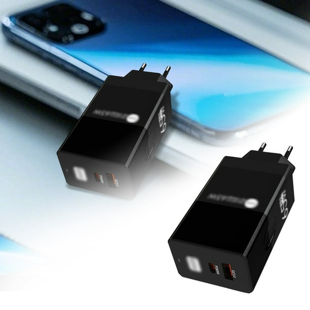 Cargador rápido PD65W USB C de pared compatible con iPhone y más