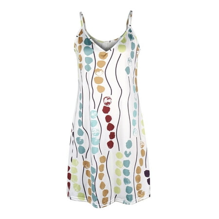 

Women s Floral Printed V Neck Sleeveless Summer Leisure Spaghetti Strap Dresses