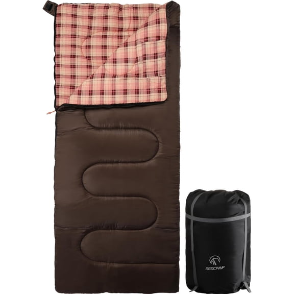 REDCAMP Cotton Flannel Sleeping Bag for Adults Cold Weather, Envelope Camping Backpacking Sleeping Bags with 2lbs Filling