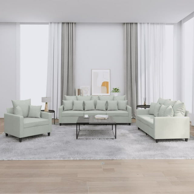 vidaXL Ensemble de Canapé 3 Pcs avec Coussins Velours Gris Clair
