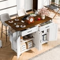 thumbnail image 5 of Harper & Bright Designs Farmhouse Kitchen Island with Power Outlet, Kitchen Storage Island with Drop Leaf, Spice Rack and Drawer, Rolling Kitchen Cart on Wheels for Dining Room, White, 5 of 20